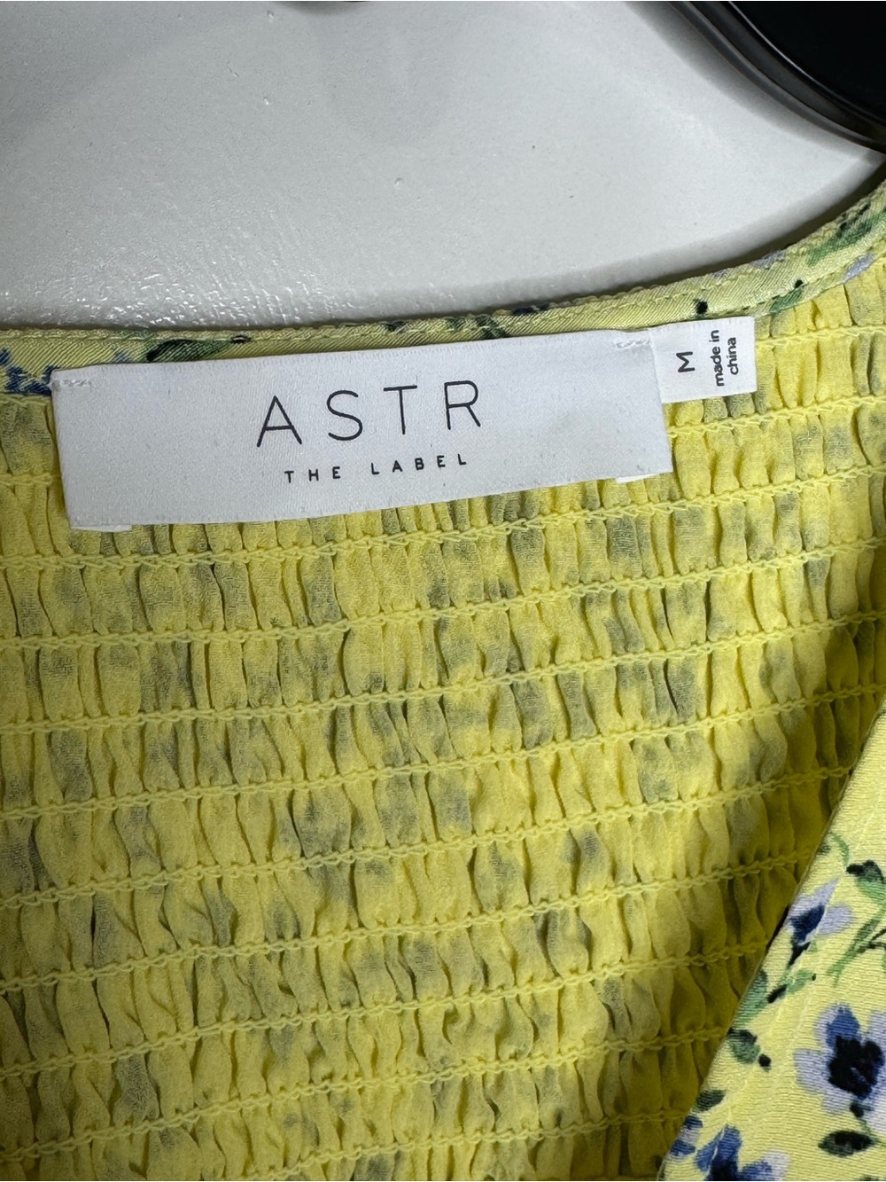 ASTR Yellow Floral Smocked V-Neck Crop Top - Picture 6 of 8